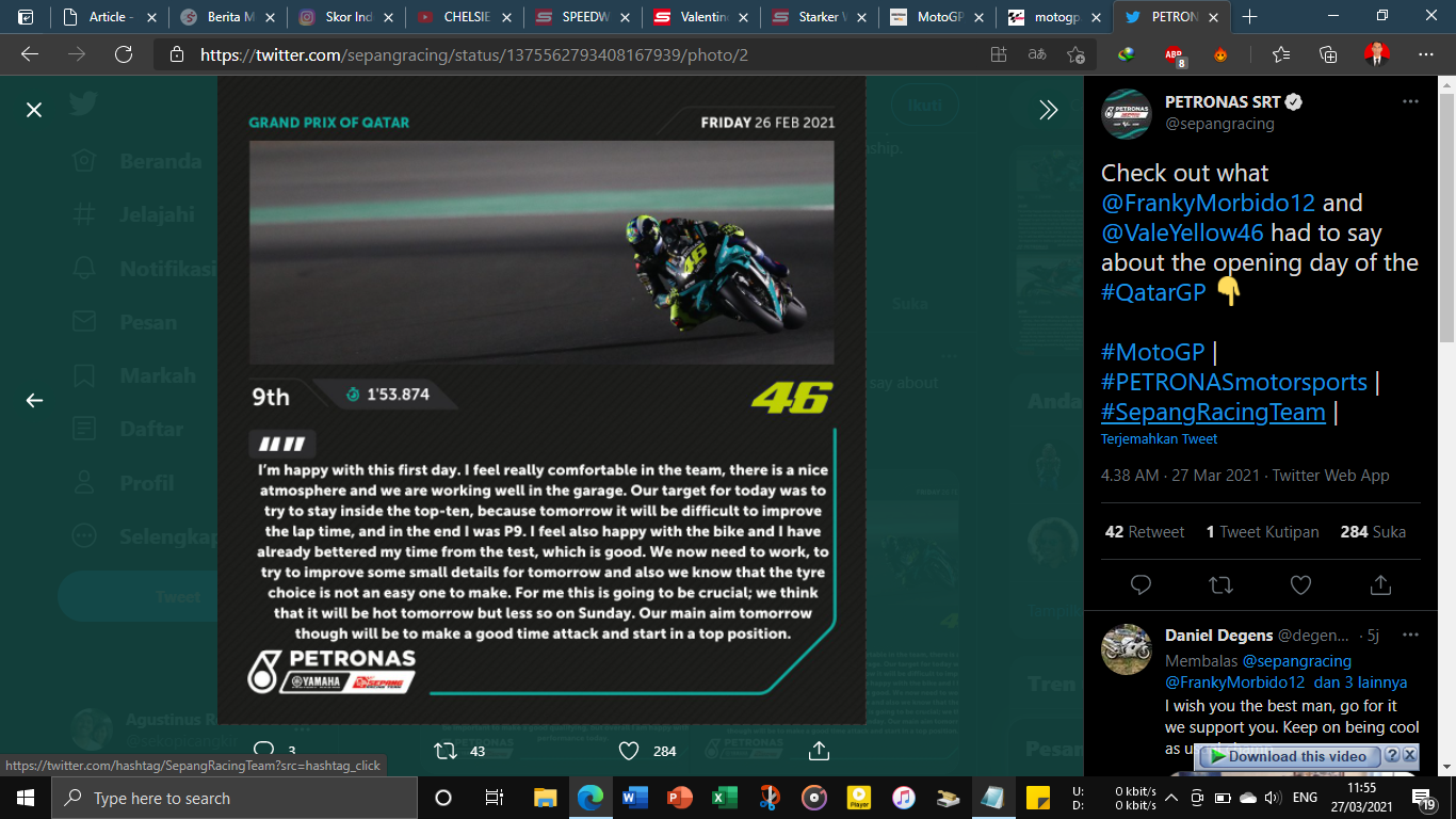 MotoGP Qatar 2021: Masuk 10 Besar FP2, Valentino Rossi Puas