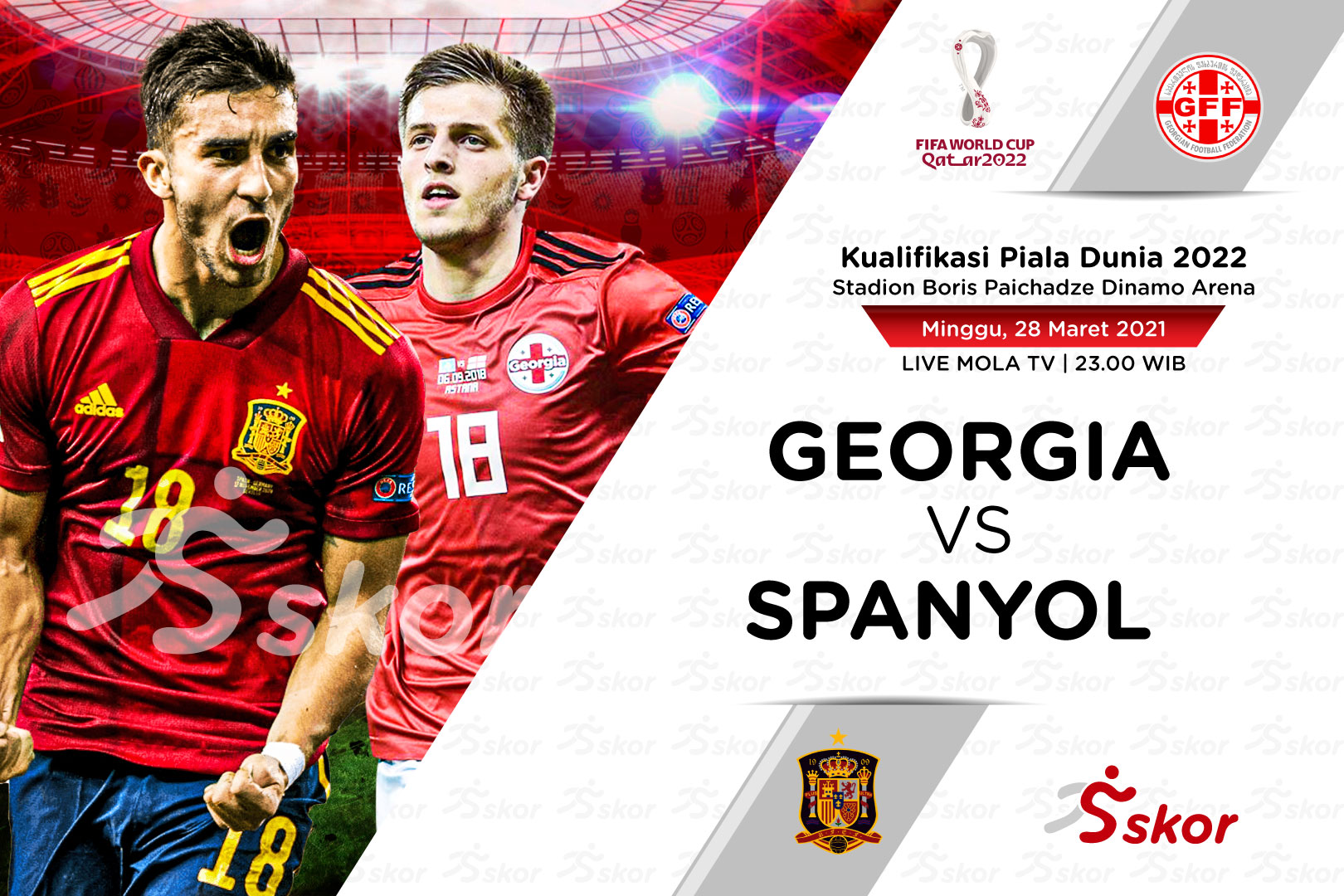 Link Live Streaming Georgia vs Spanyol di Kualifikasi Piala Dunia 2022
