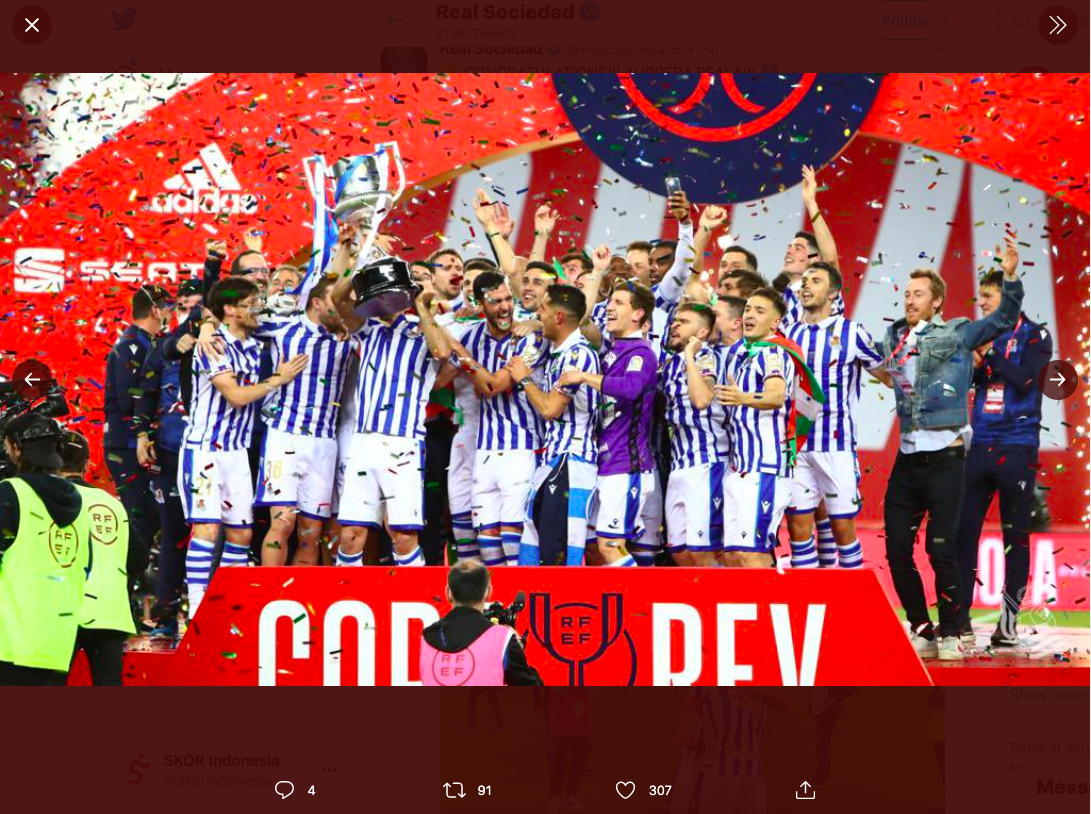 Final Copa del Rey Musim Lalu Baru Digelar, Real Sociedad Juara Usai Kalahkan Athletic Bilbao