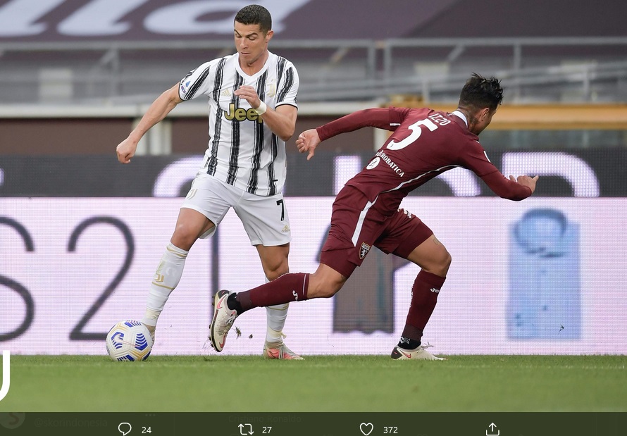 Hasil Juventus vs Torino: Gol Cristiano Ronaldo Bawa Juve Imbang 2-2