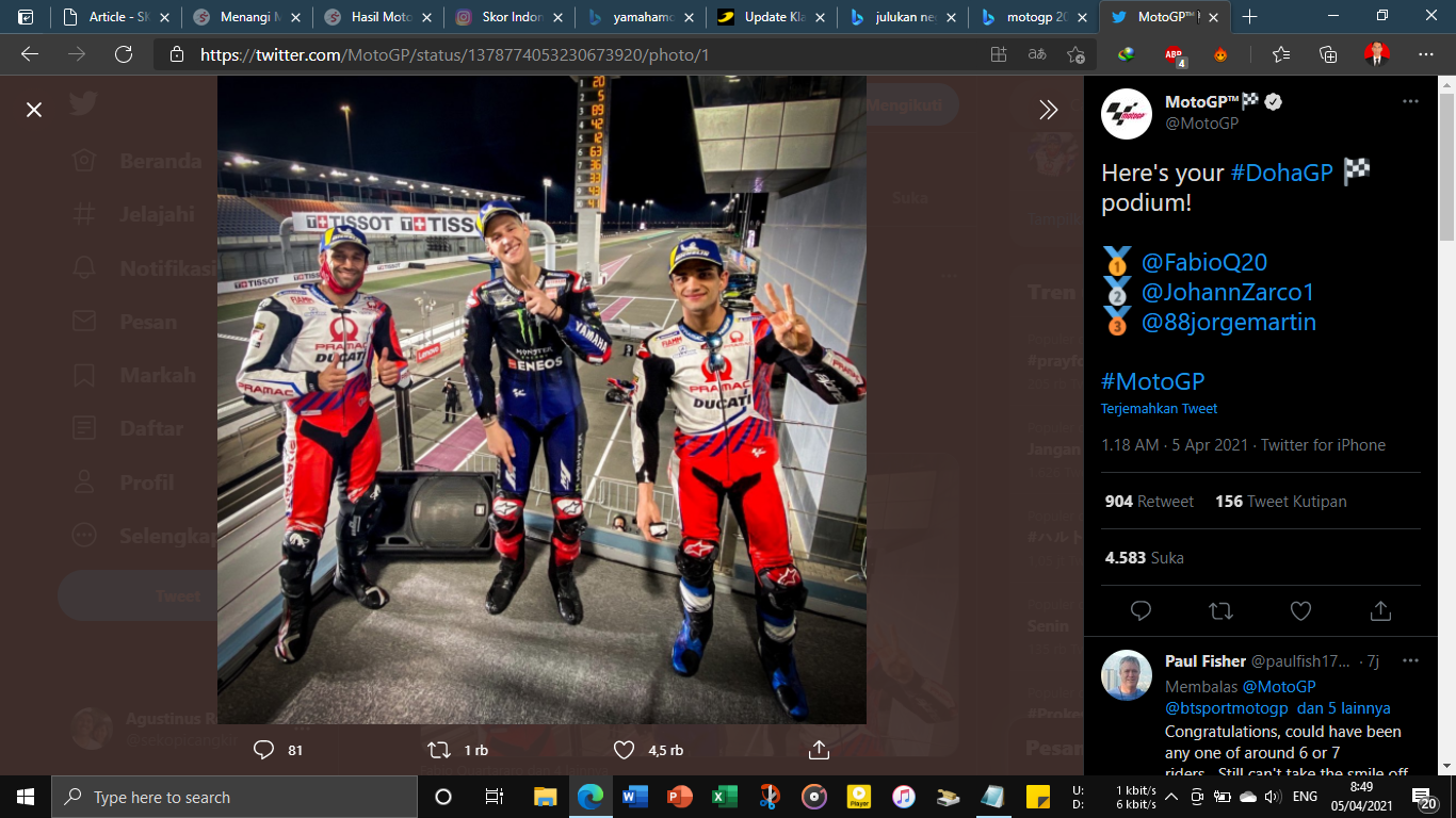 MotoGP Doha 2021: Dua Rekor Penting Tercipta di Sirkuit Losail