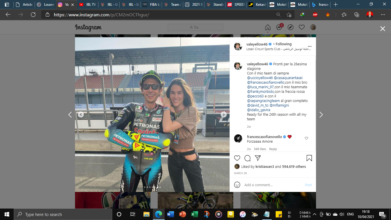 Pacar Valentino Rossi Buka Suara soal Pelecehan Seksual di MotoGP