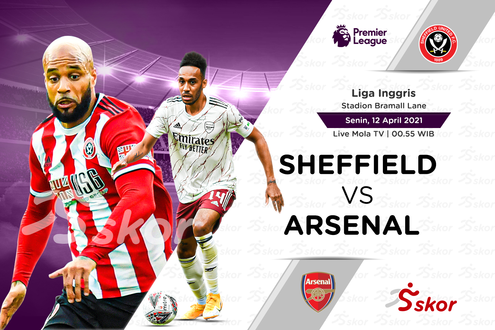 Link Live Streaming Liga Inggris: Sheffield United vs Arsenal