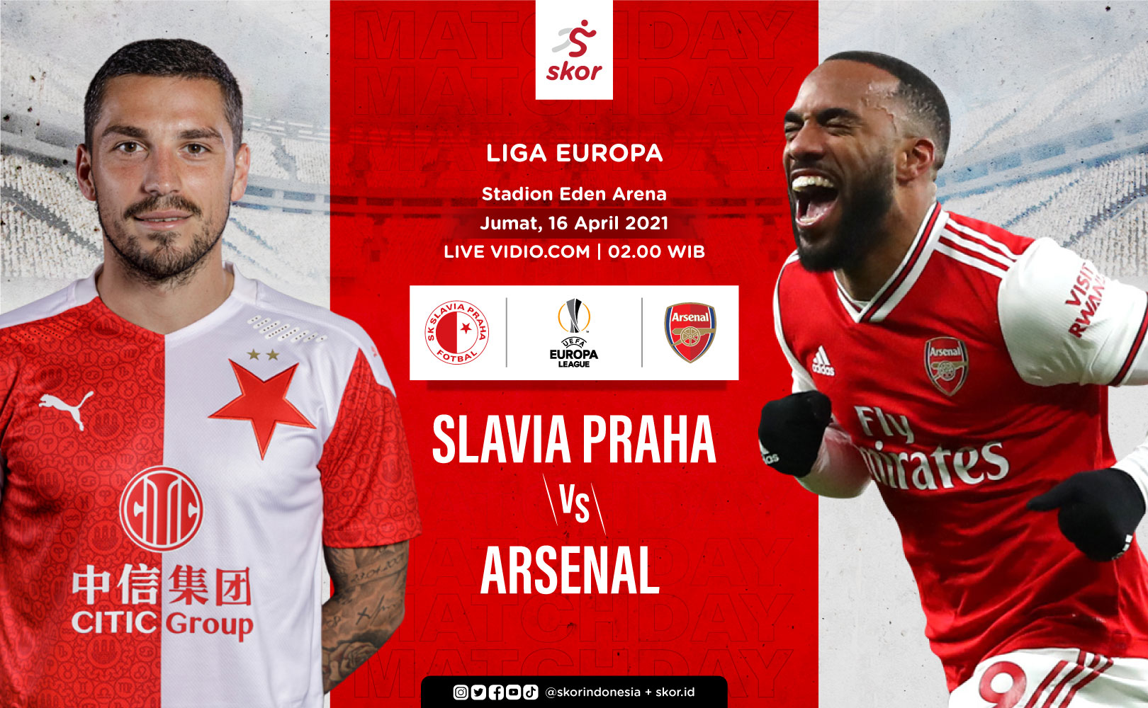 Link Live Streaming Slavia Praha vs Arsenal di Liga Europa