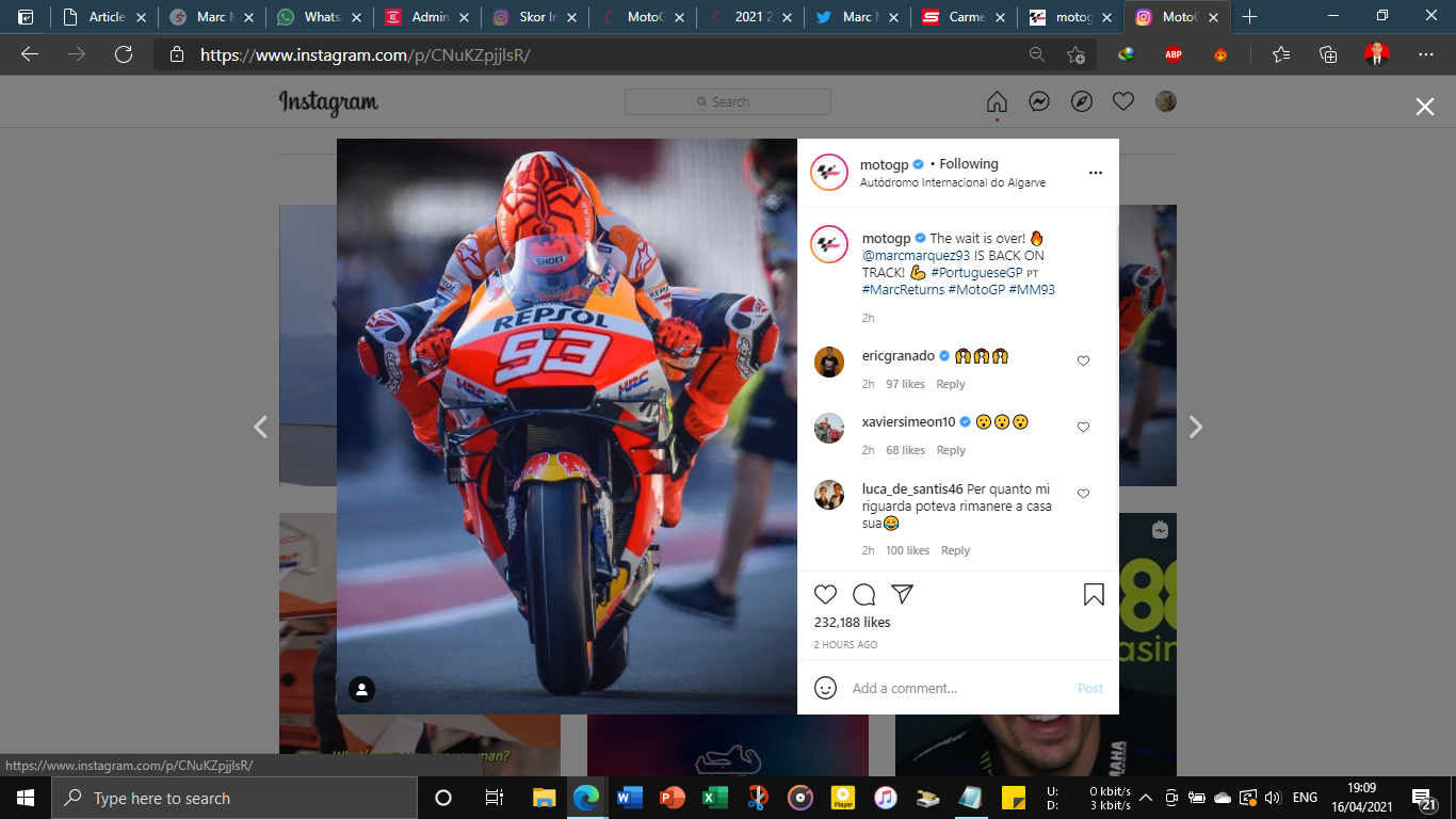 MotoGP Portugal 2021: Marc Marquez Tandai Comeback dengan Penampilan Menawan