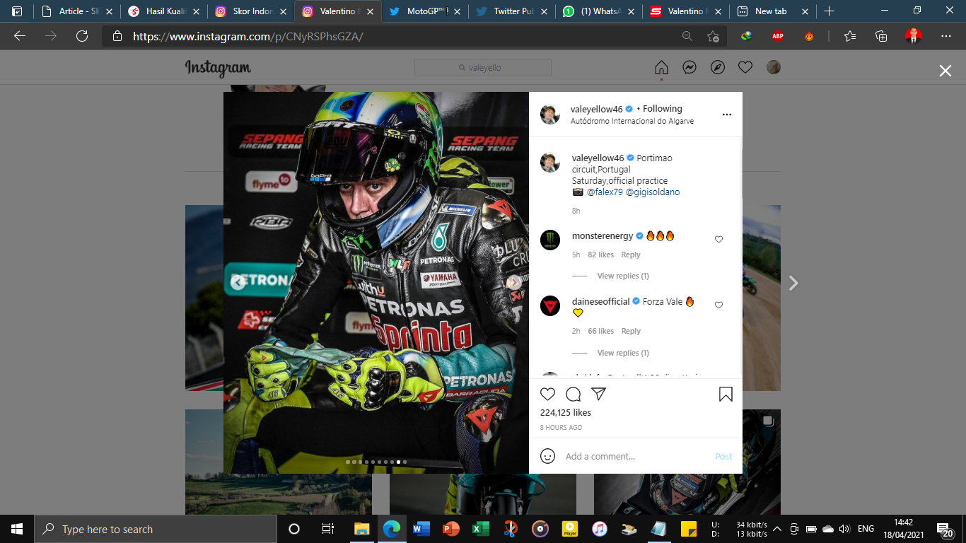 Valentino Rossi: Saya Menderita Sepanjang Balapan di Sirkuit Jerez