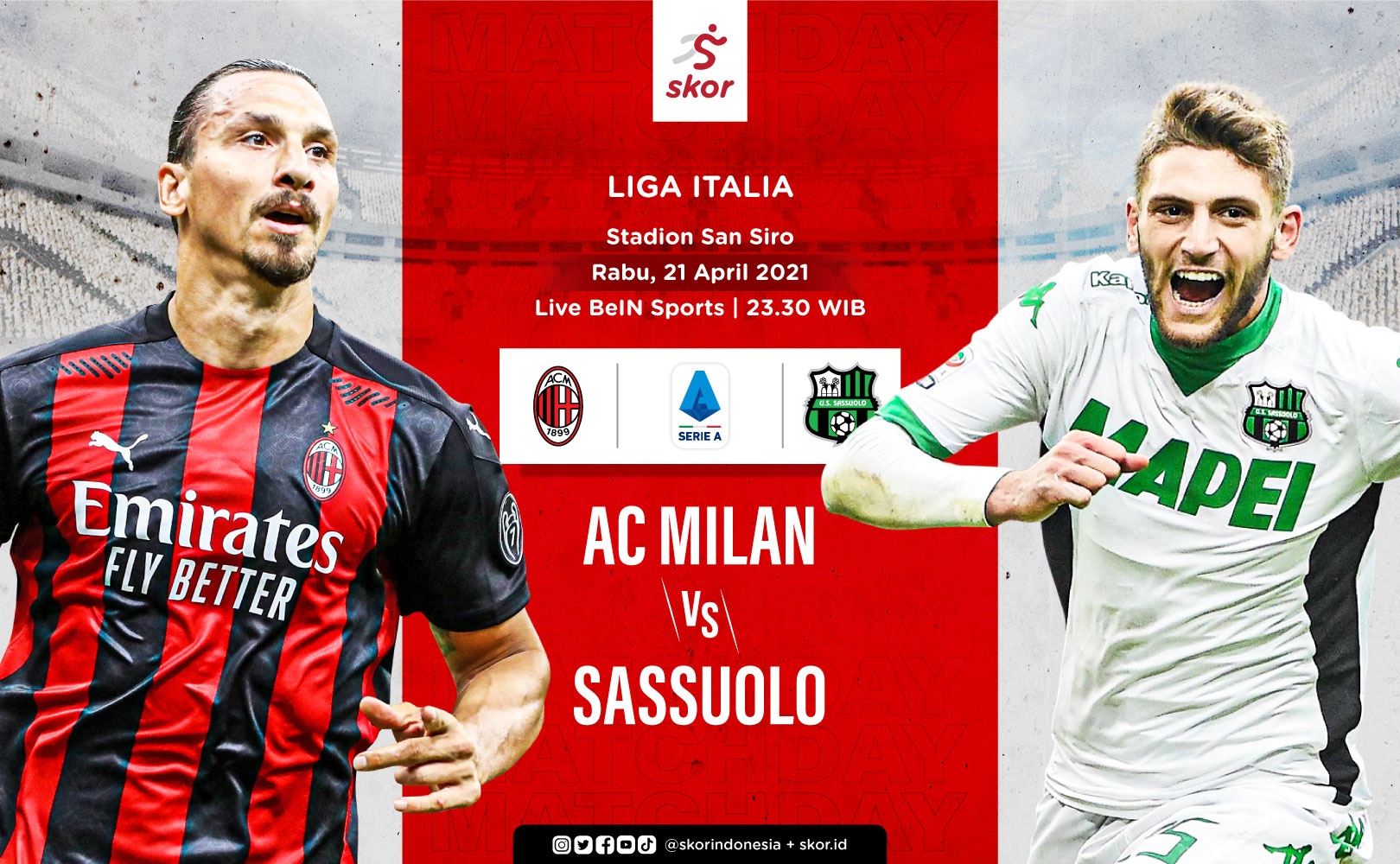 Link Live Streaming AC Milan vs Sassuolo di Liga Italia