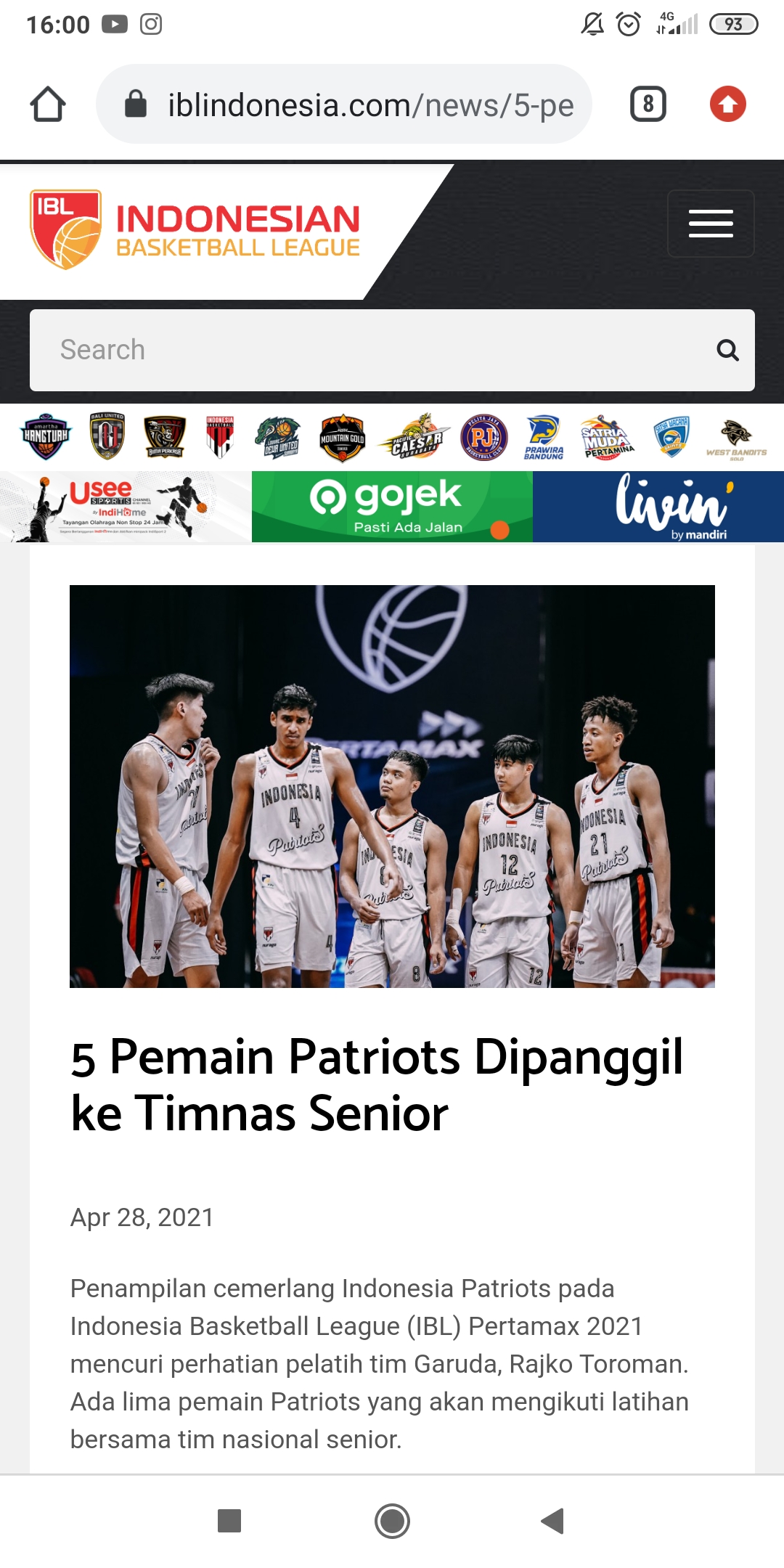 Gara-gara IBL, 5 Pemain Indonesia Patriots Ikut TC Timnas Basket Indonesia