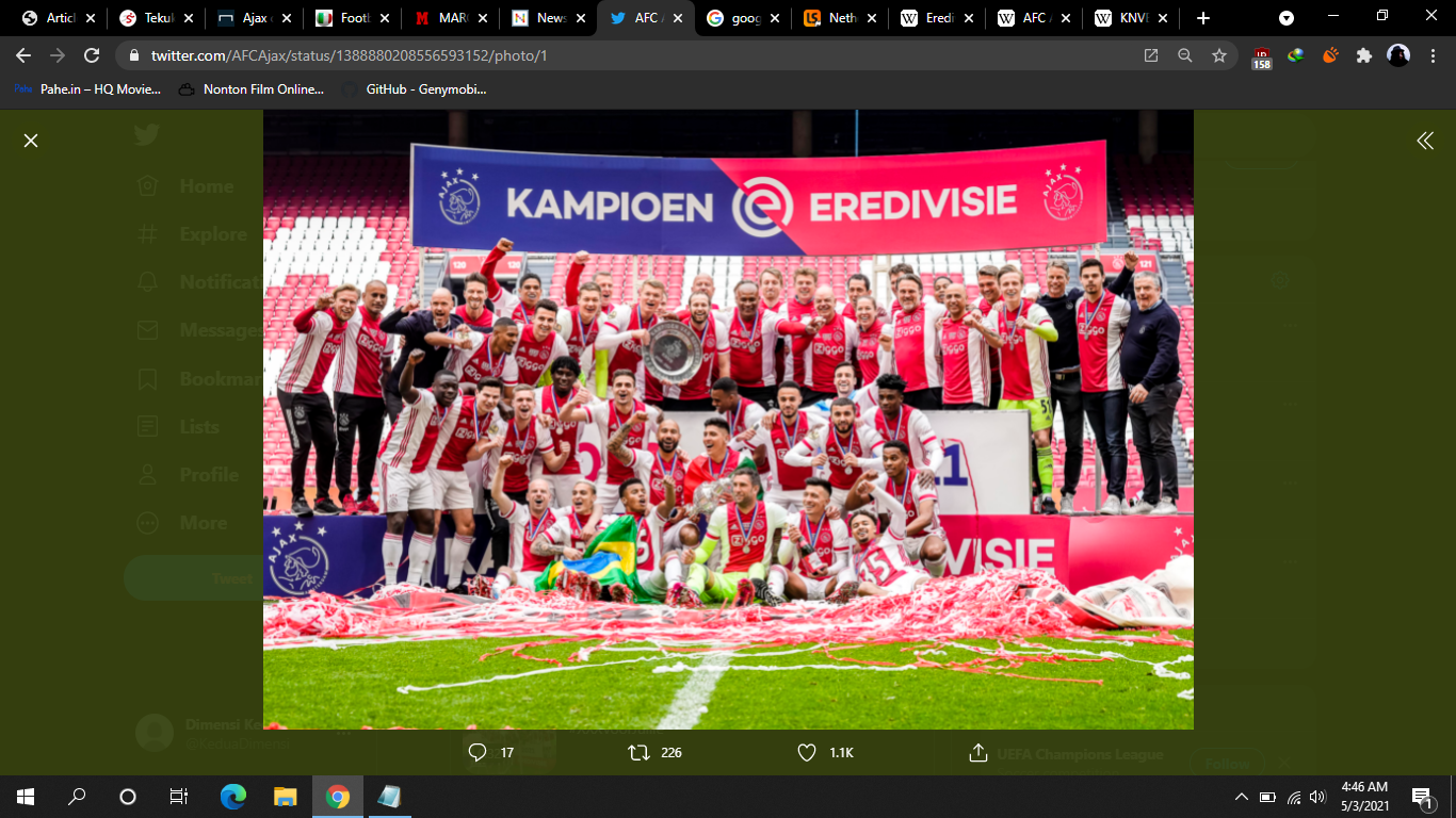 Hajar FC Emmen, Ajax Amsterdam Resmi Juarai Liga Belanda 2020-2021