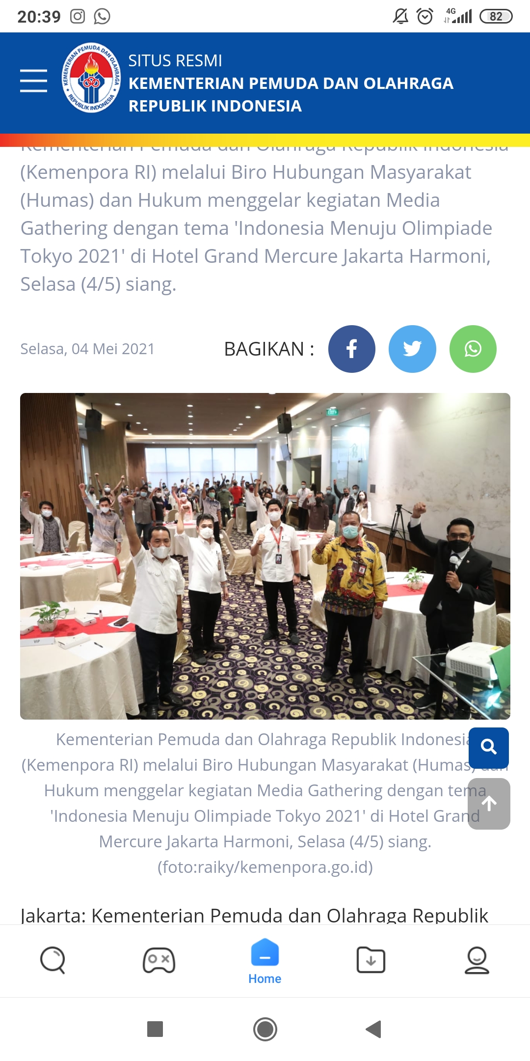 Eratkan Hubungan dengan Media, Kemenpora Gelar Gathering Bertajuk Indonesia Menuju Olimpiade