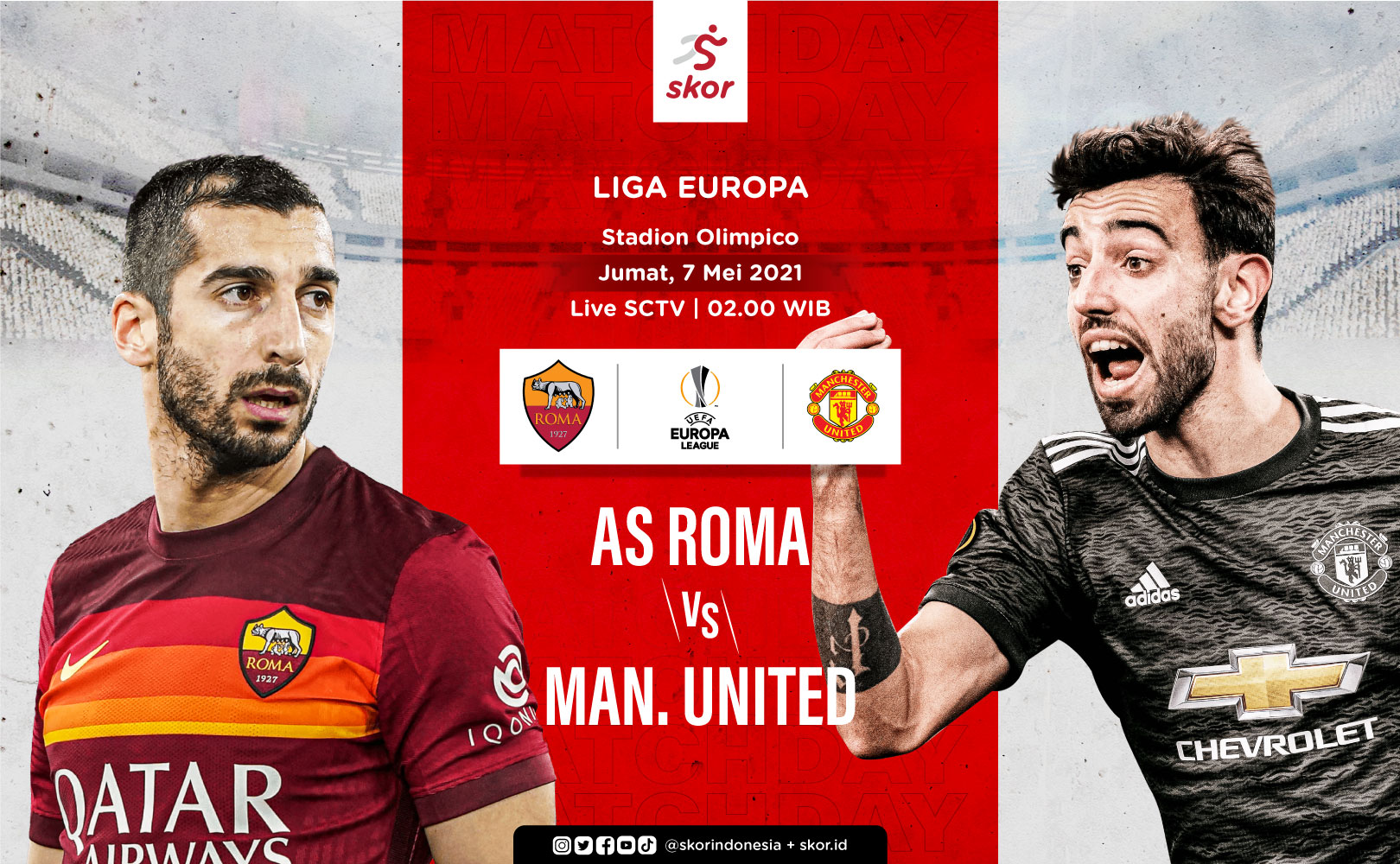 Link Live Streaming Liga Europa: AS Roma vs Manchester United