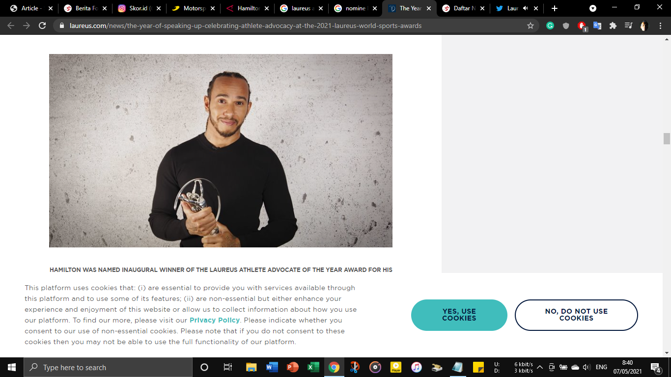 Gigih Perangi Rasisme, Lewis Hamilton Raih Laureus Award 2021