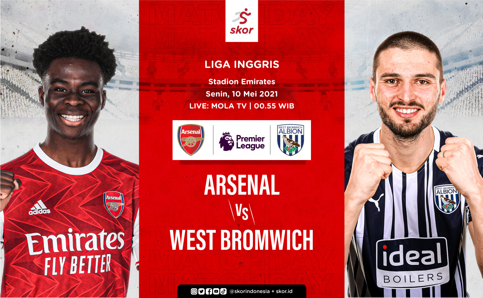 Link Live Streaming Arsenal vs West Bromwich Albion di Liga Inggris