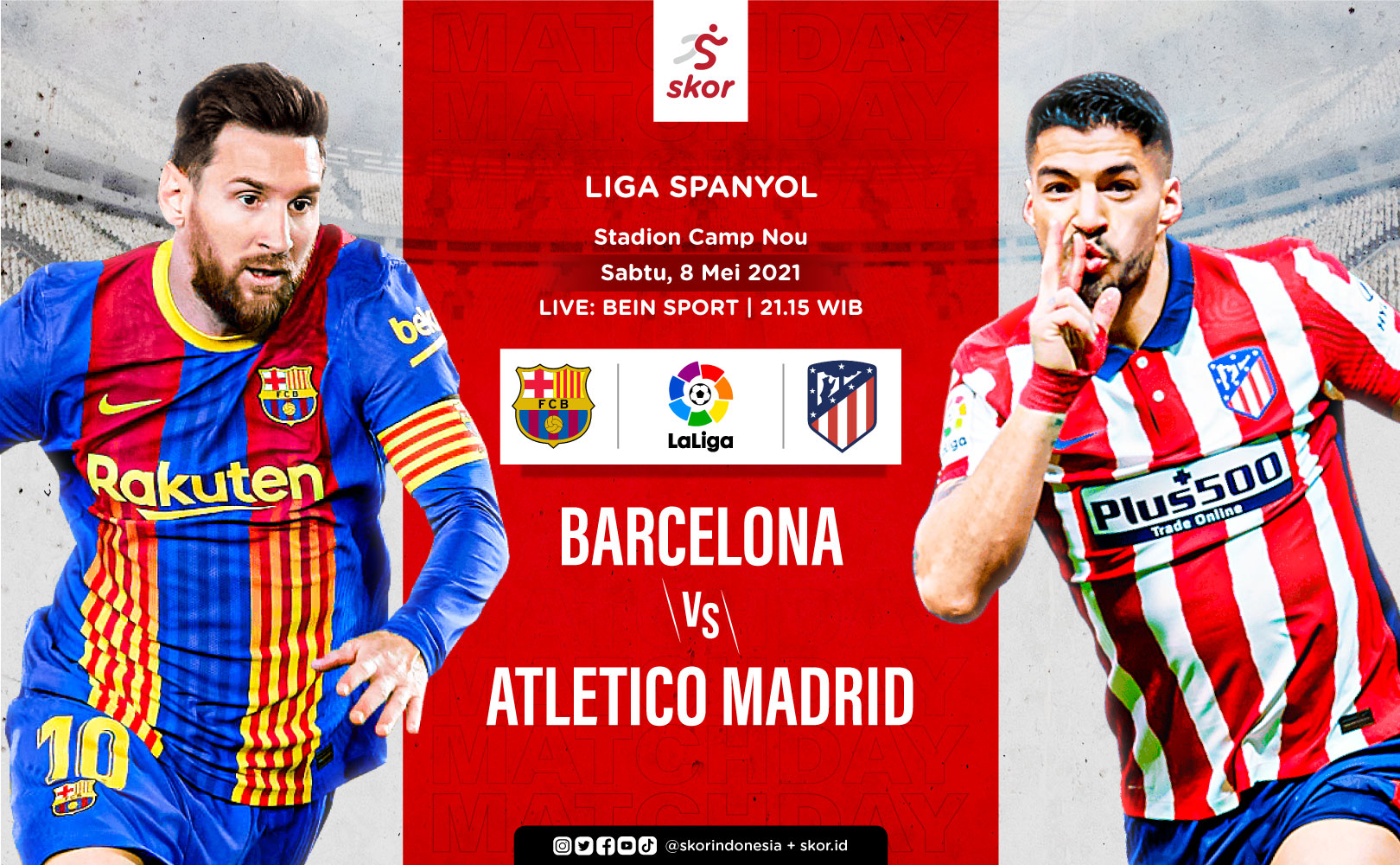 Link Live Streaming Barcelona vs Atletico Madrid di Liga Spanyol