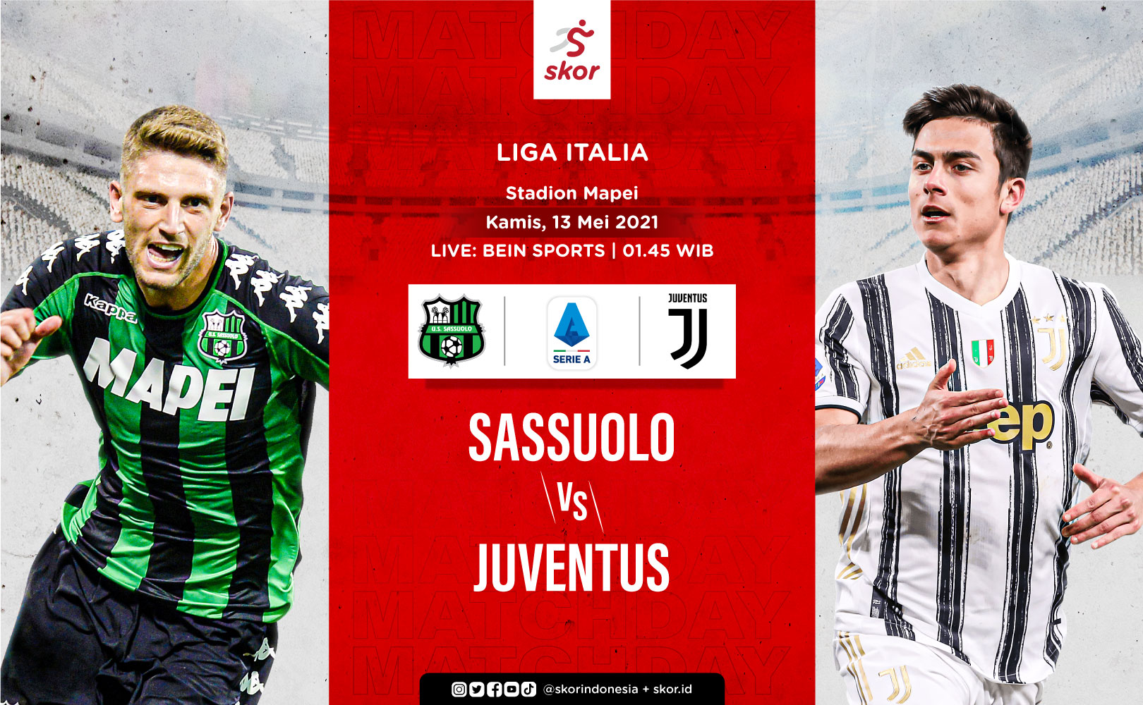 Link Live Streaming Sassuolo vs Juventus di Liga Italia
