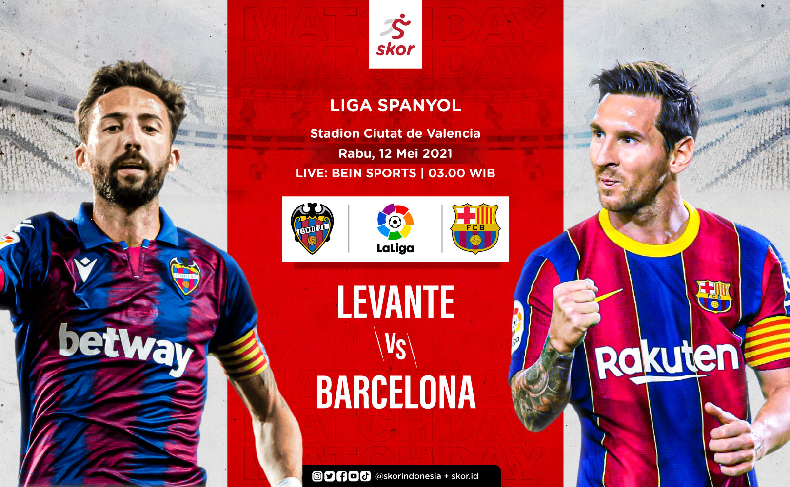 Link Live Streaming Liga Spanyol: Levante vs Barcelona