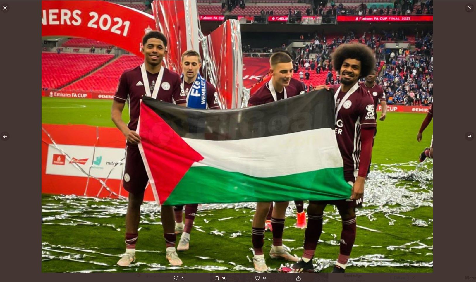Juara Piala FA, Pemain Leicester City Bentangkan Bendera Palestina