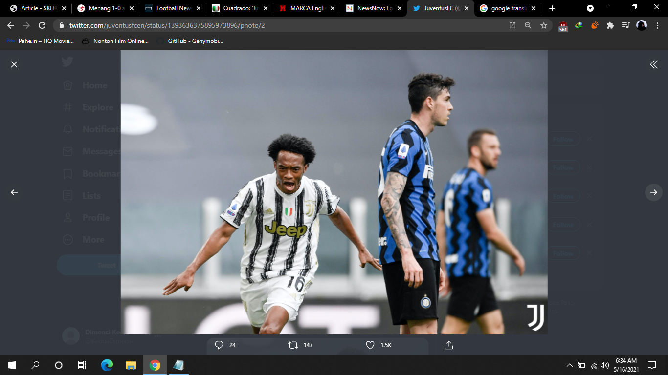 Unggul Tipis atas Inter Milan, Juan Cuadrado Sebut Juventus Menang sebagai Sebuah Tim