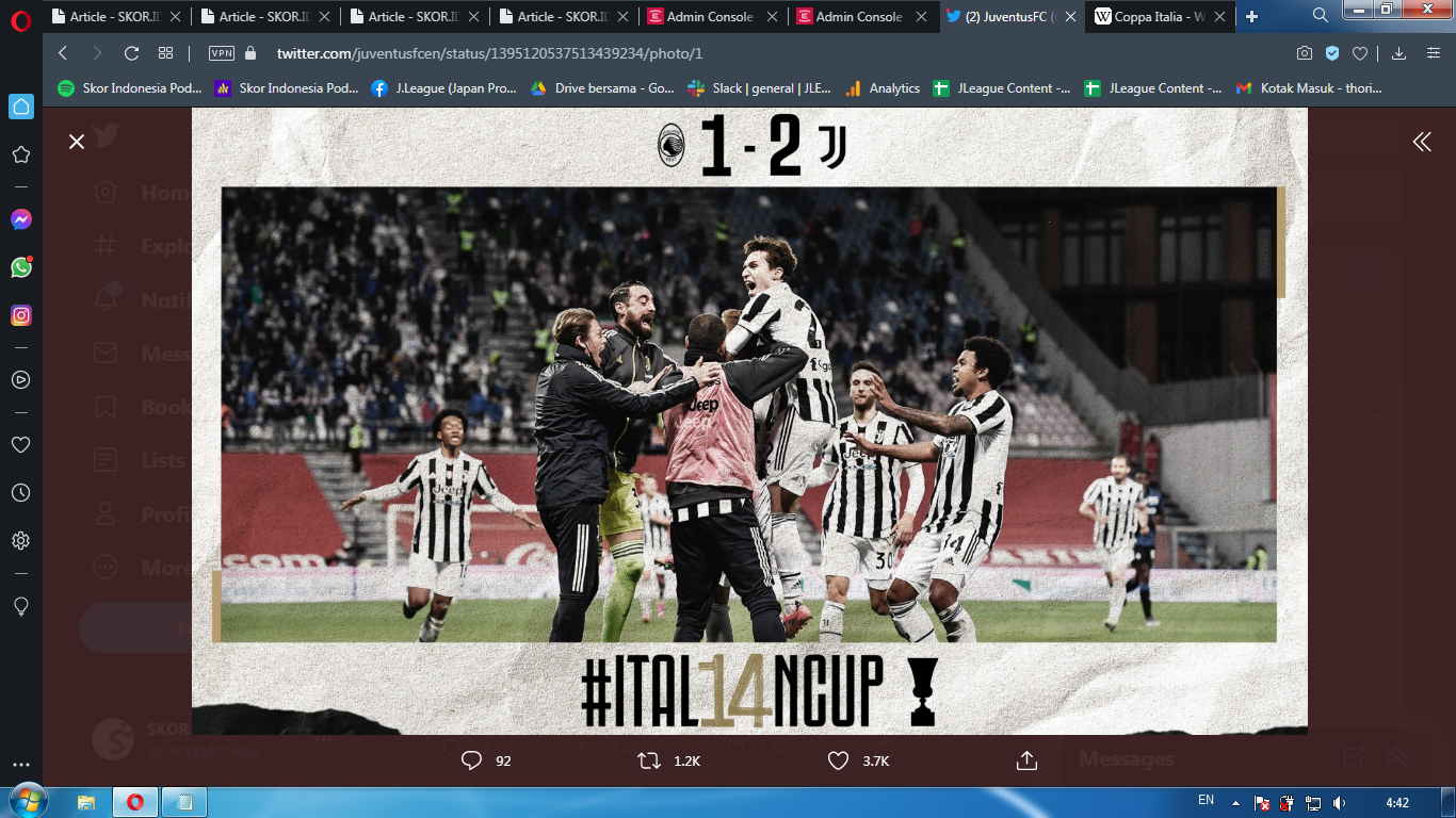 Daftar Juara Coppa Italia: Gelar Ke-14 Buat Juventus Semakin Terbang Menjauh
