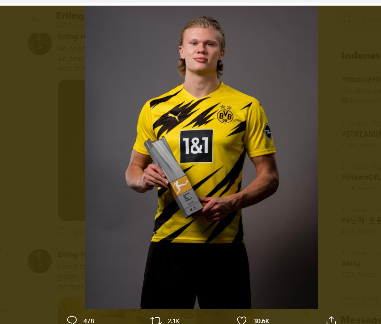 Borussia Dortmund Naikkan Harga Erling Haaland Jadi Rp3,4 Triliun!