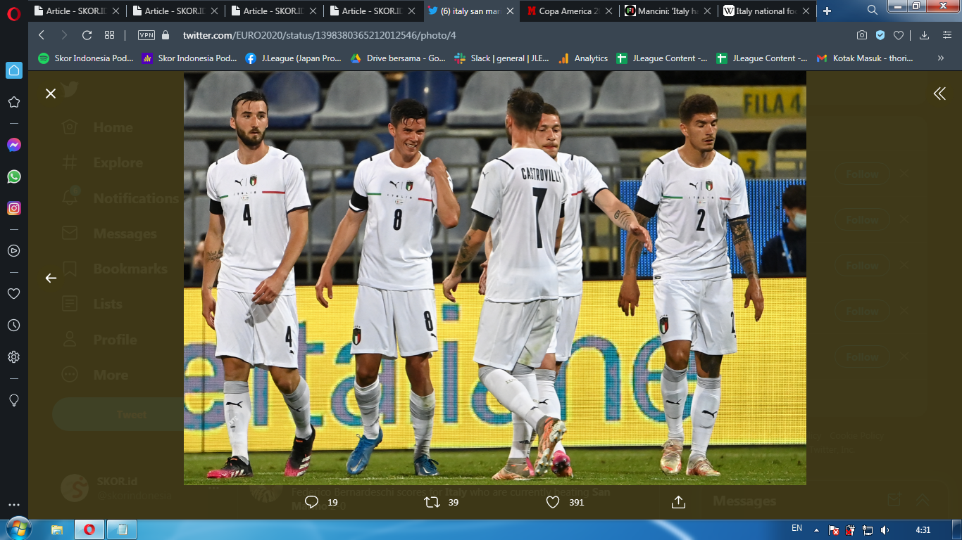 Timnas Italia Bantai San Marino 7-0, Mancini Makin Kebingungan Jelang Euro 2020
