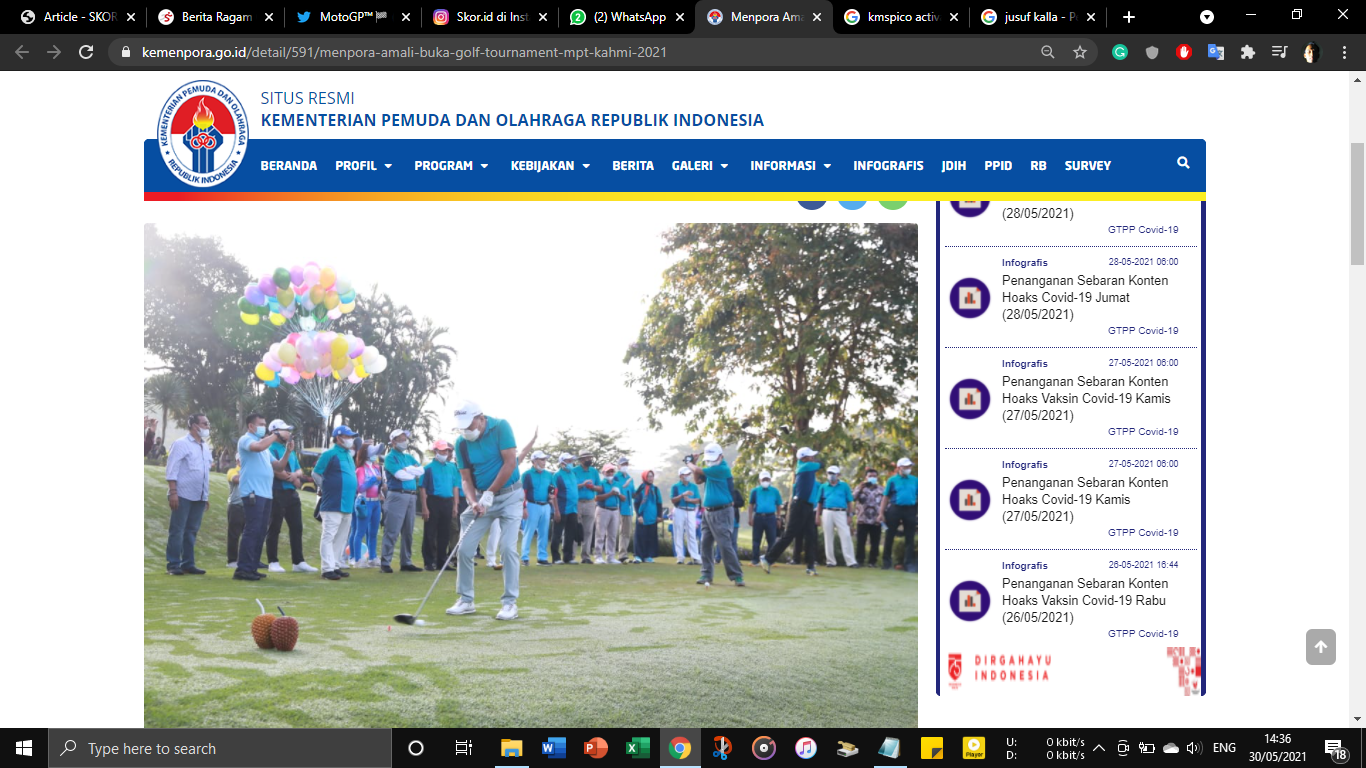Buka Turnamen Golf MPT KAHMI 2021, Menpora Ingatkan Pentingnya Olahraga