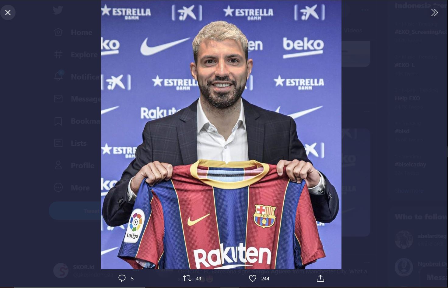 VIDEO: Kalimat Pertama Sergio Aguero sebagai Pemain Baru Barcelona