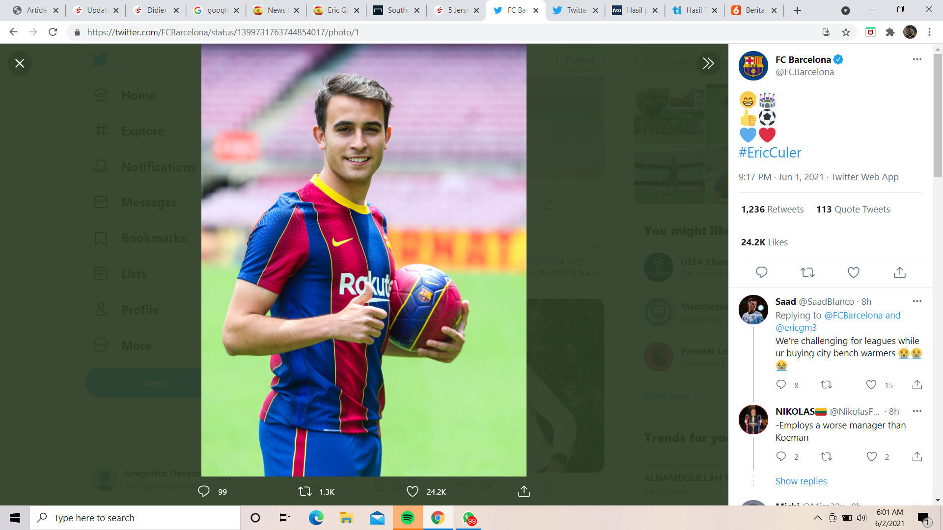VIDEO: Eric Garcia Menjadi Rekrutan Kedua Barcelona di Musim Panas 2021