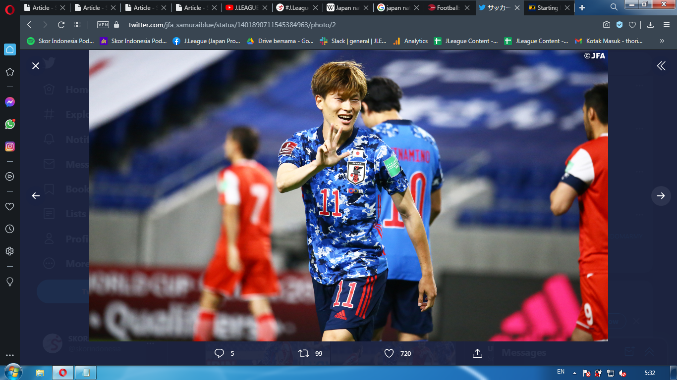 Bintang Kemenangan Timnas Jepang atas Tajikistan, Punya Catatan Biasa Saja di J.League