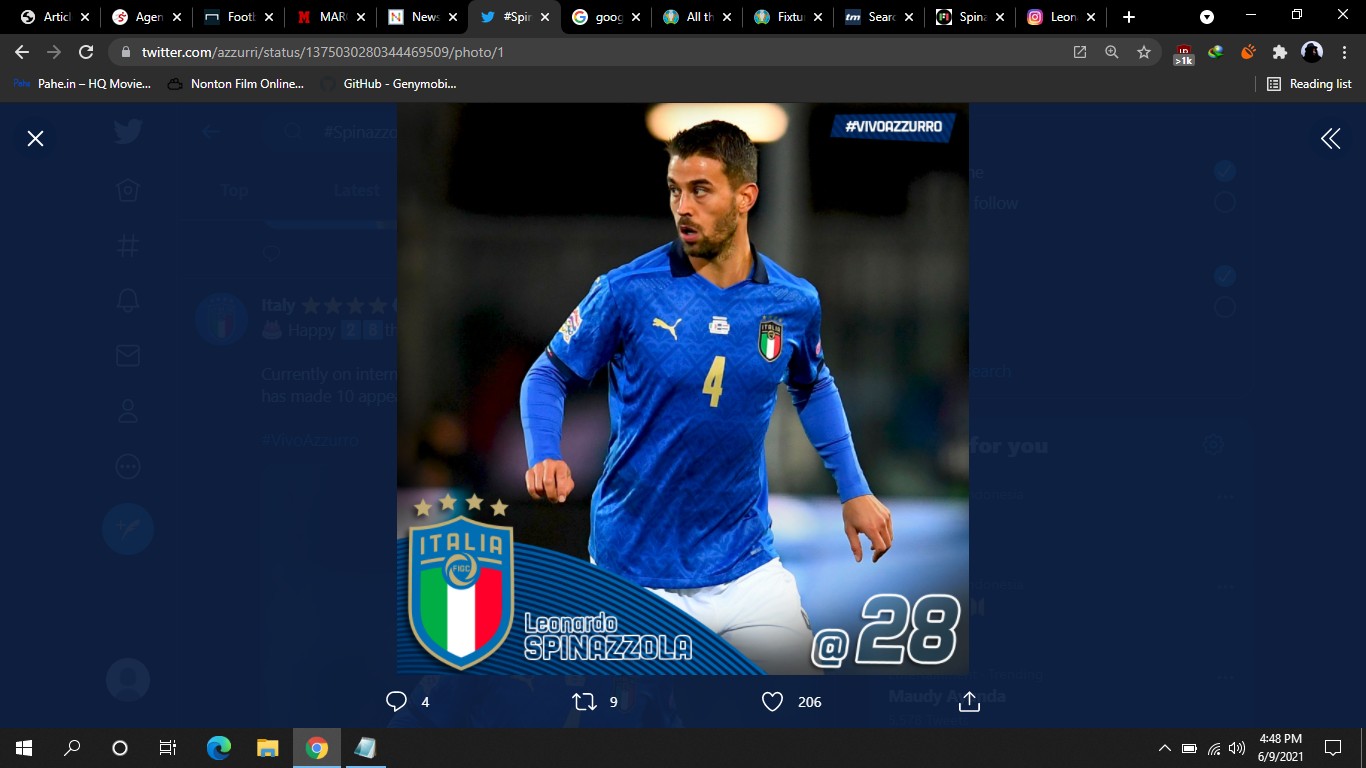 Meski Absen, Leonardo Spinazzola Siap Dukung Italia di Final Euro 2020