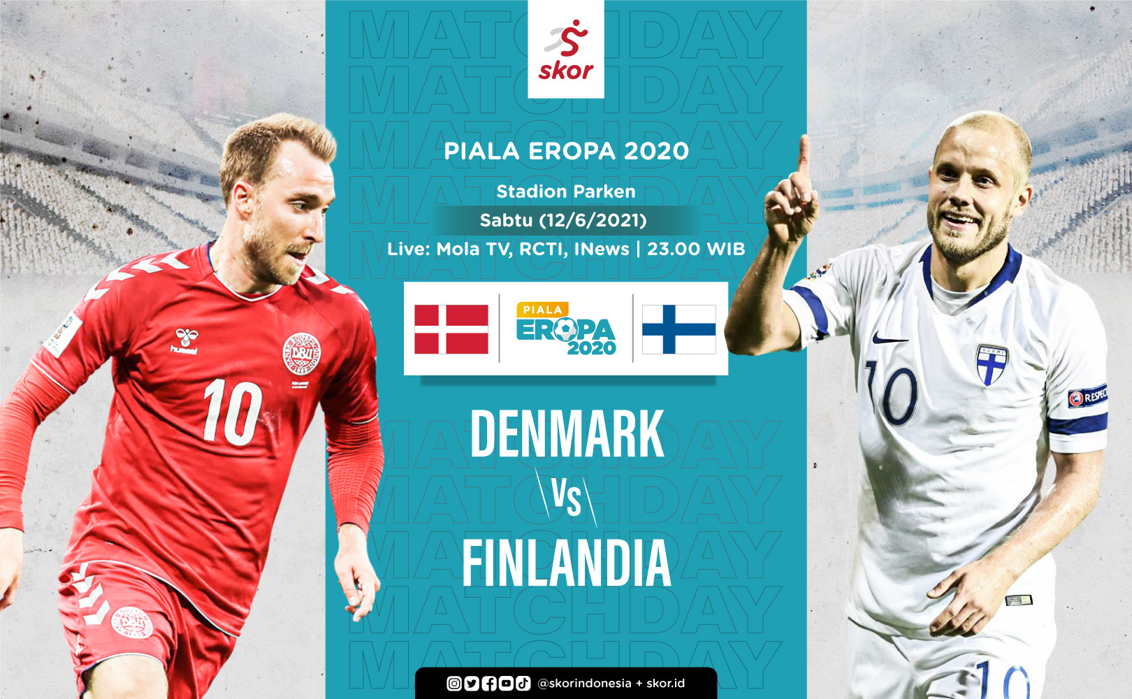 Link Live Streaming Denmark vs Finlandia di Piala Eropa 2020