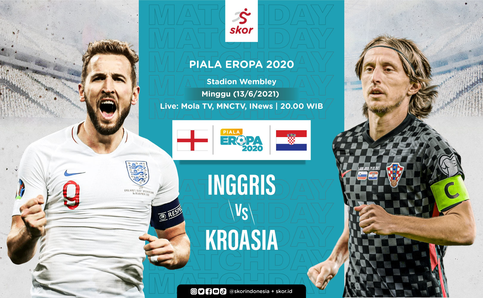 Link Live Streaming Euro 2020: Inggris vs Kroasia