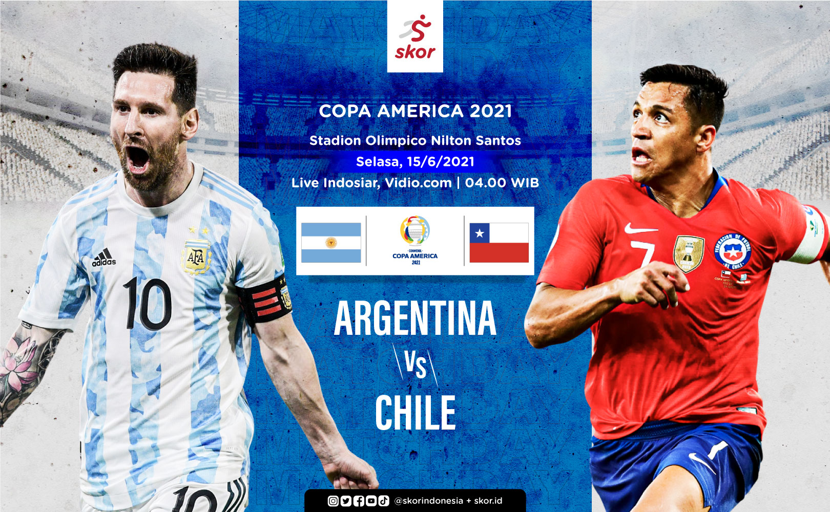 Link Live Streaming Argentina vs Cile di Copa America 2021