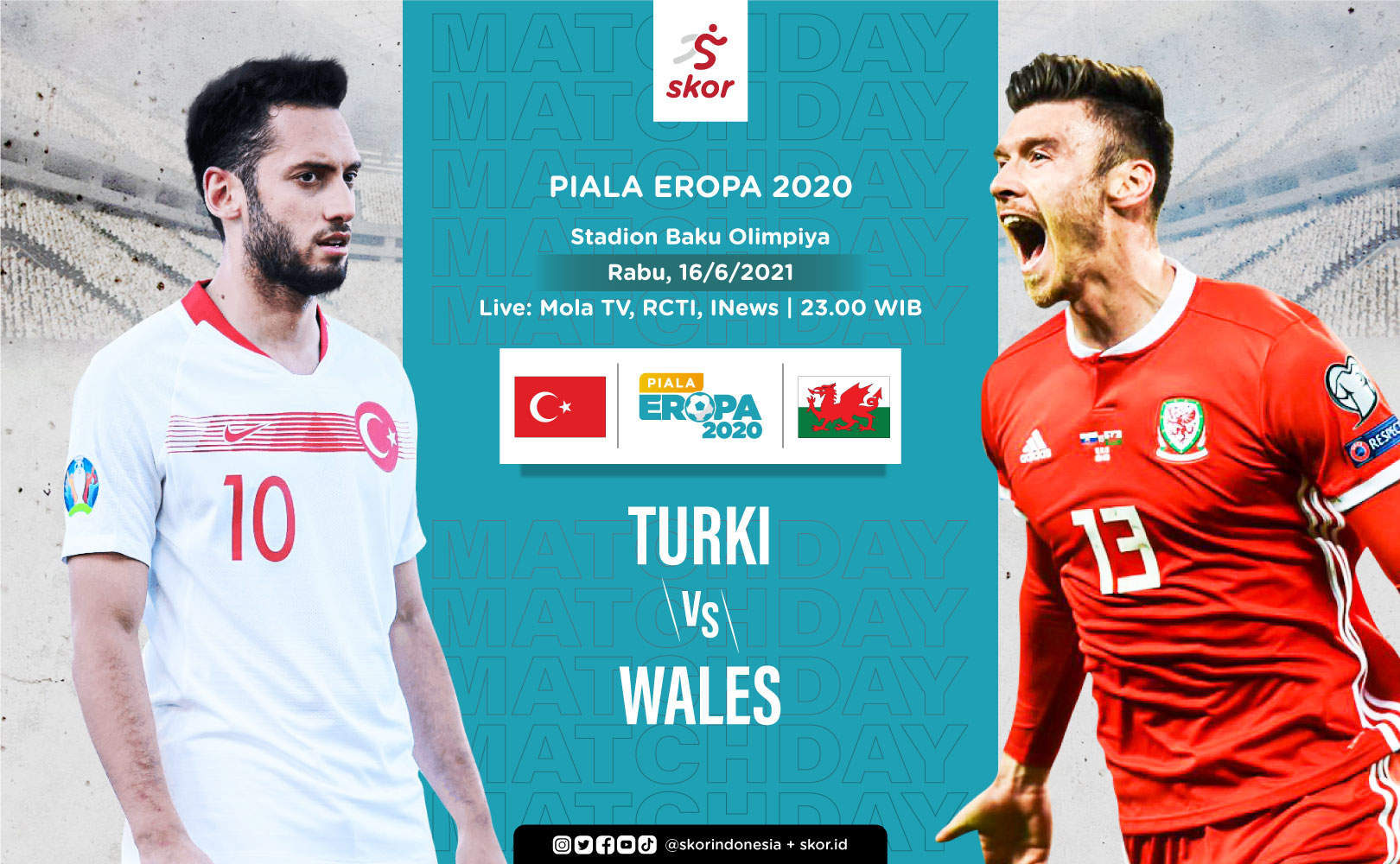 Link Live Streaming Turki vs Wales di Euro 2020