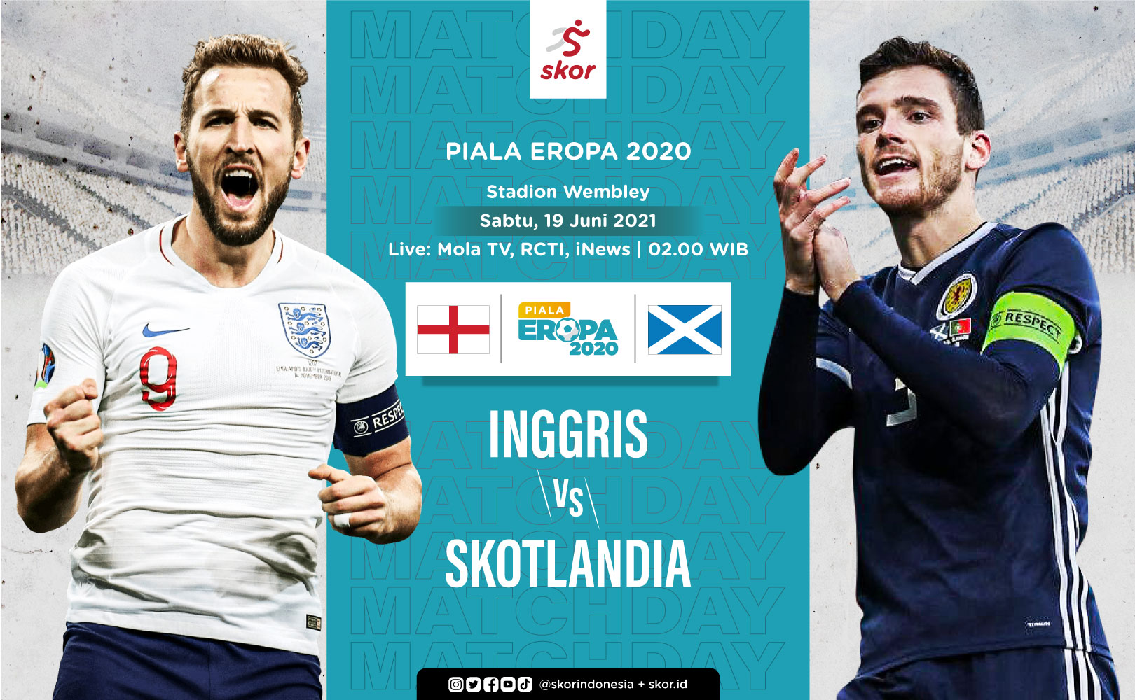 Link Live Streaming Inggris vs Skotlandia di Piala Eropa 2020