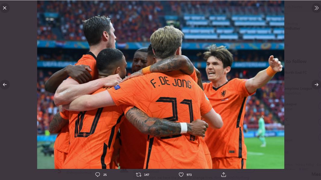 Hasil Piala Eropa 2020 - Belanda vs Austria: Oranje Menang, Pastikan Lolos ke 16 Besar