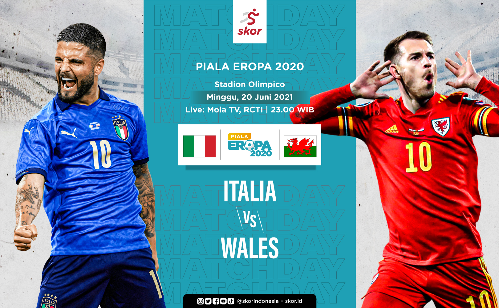 Link Live Streaming Italia vs Wales di Piala Eropa 2020