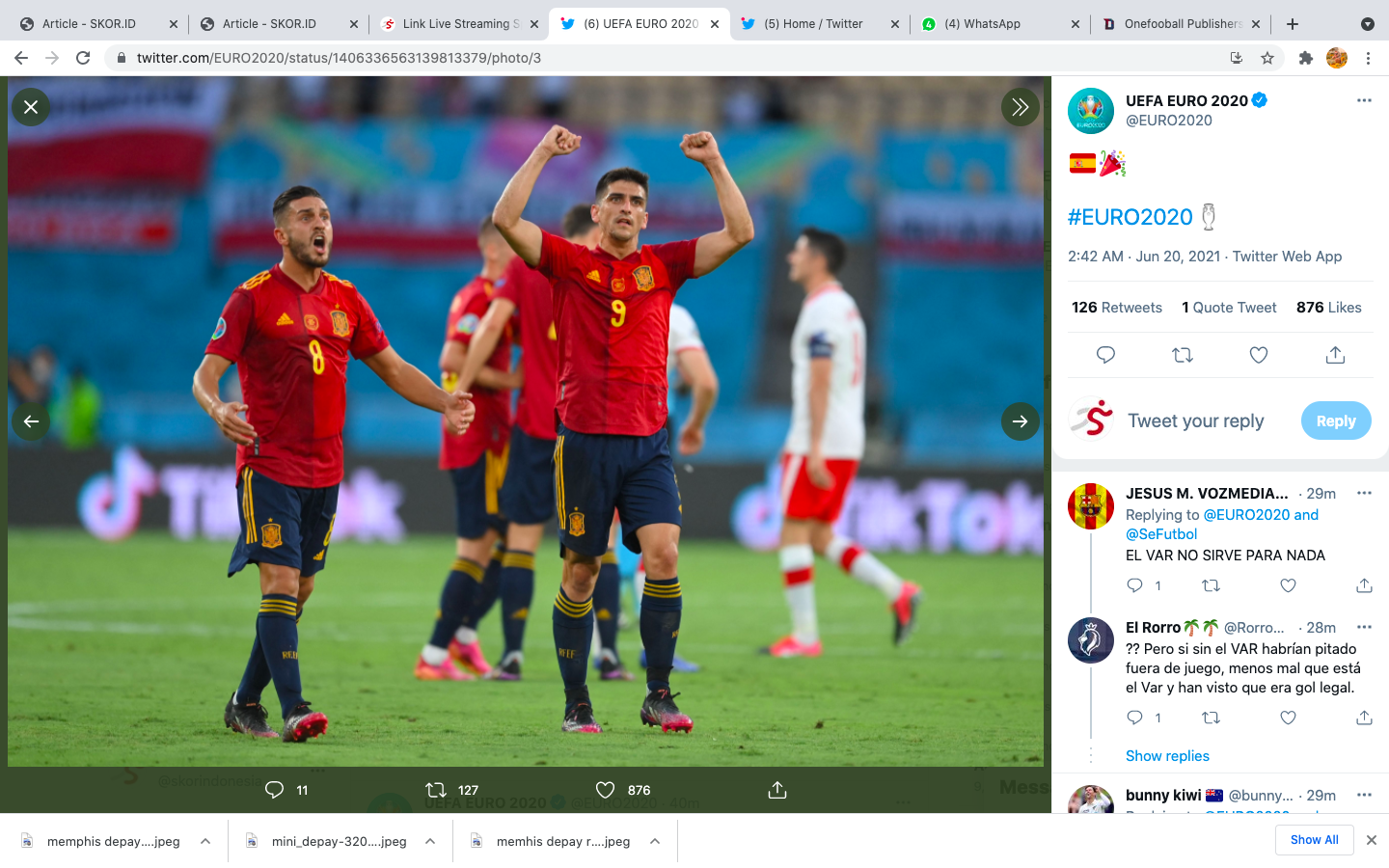 Klasemen Peringkat Tiga Terbaik Piala Eropa 2020: Portugal dan Spanyol Masih Aman