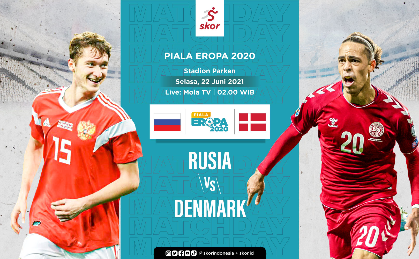 Link Live Streaming Rusia vs Denmark di Euro 2020