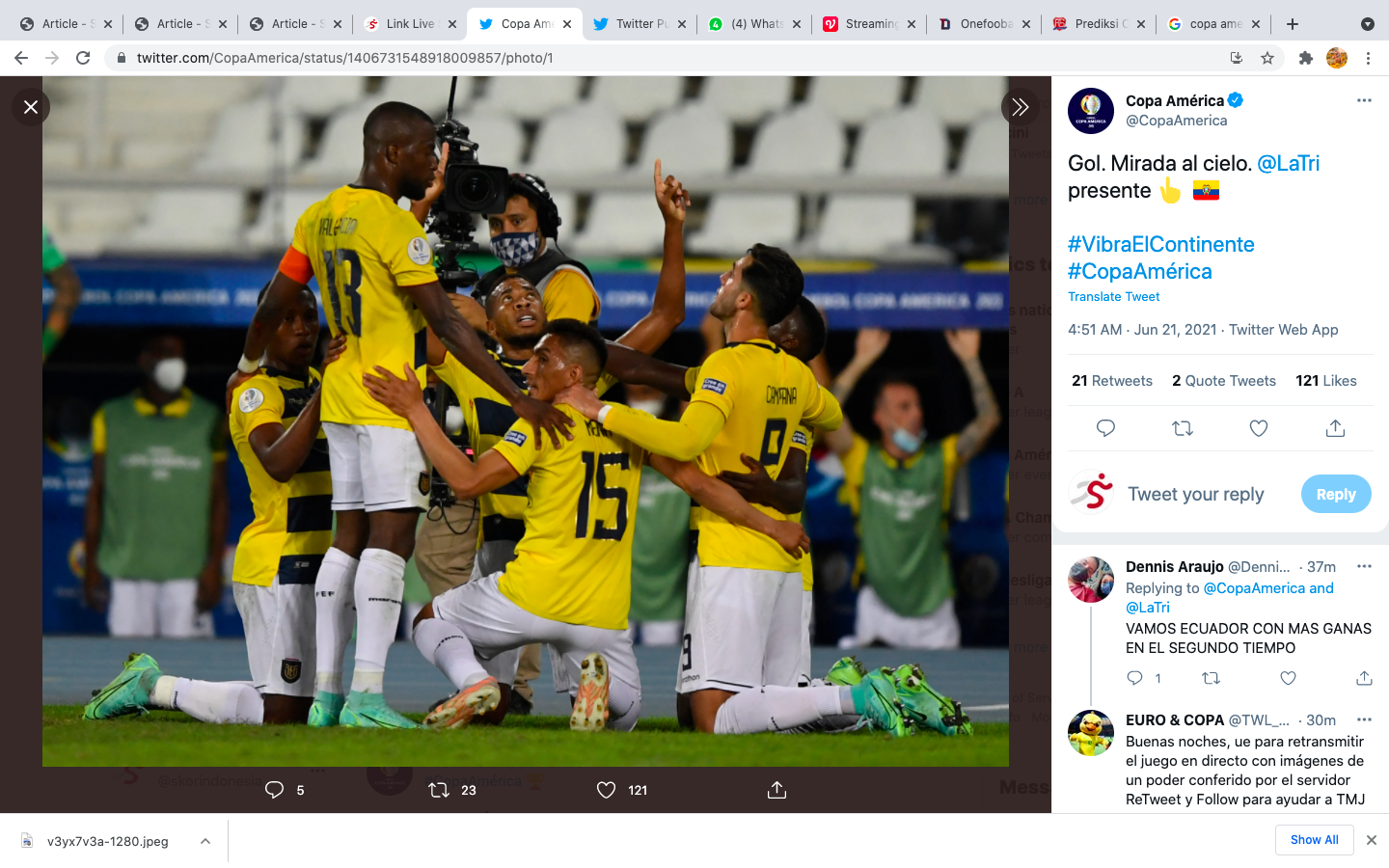 Hasil Venezuela vs Ekuador di Copa America 2021: Kemenangan La Tri Pupus di Menit Akhir