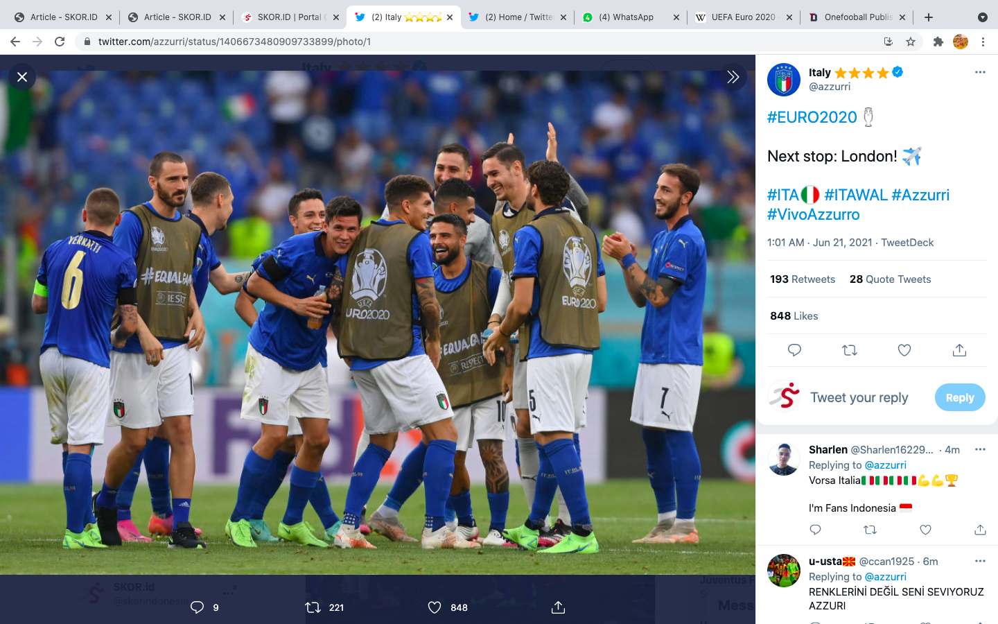 Italia Gemilang di Piala Eropa 2020, Roberto Mancini Tuai Pujian