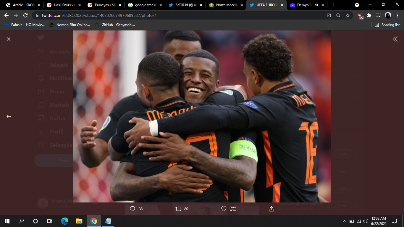 Piala Eropa 2020: Belanda Habisi Makedonia Utara, Tiga Catatan Manis Tercipta