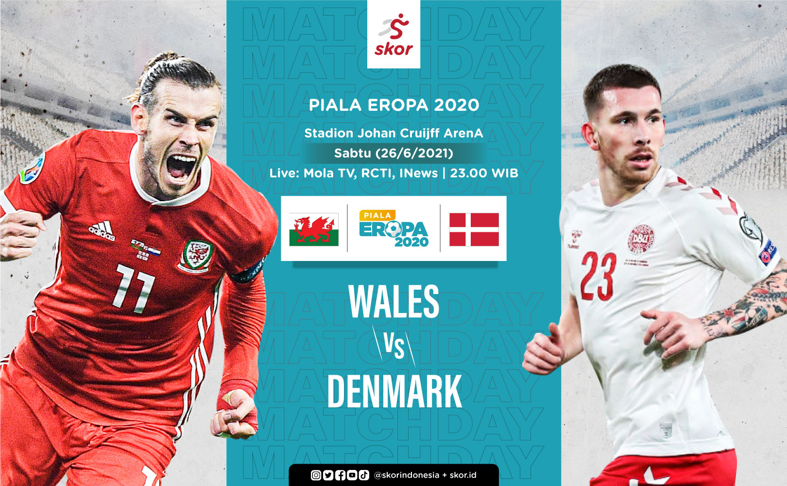 Link Live Streaming Wales vs Denmark di Euro 2020