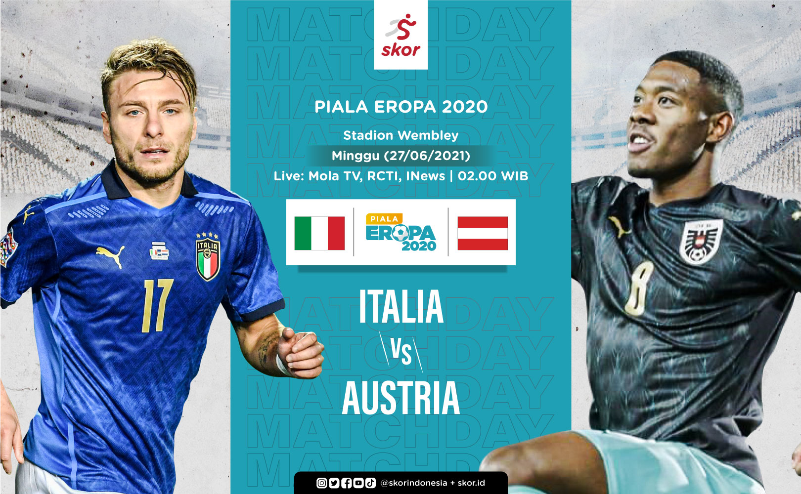 Link Live Streaming Italia vs Austria di Euro 2020