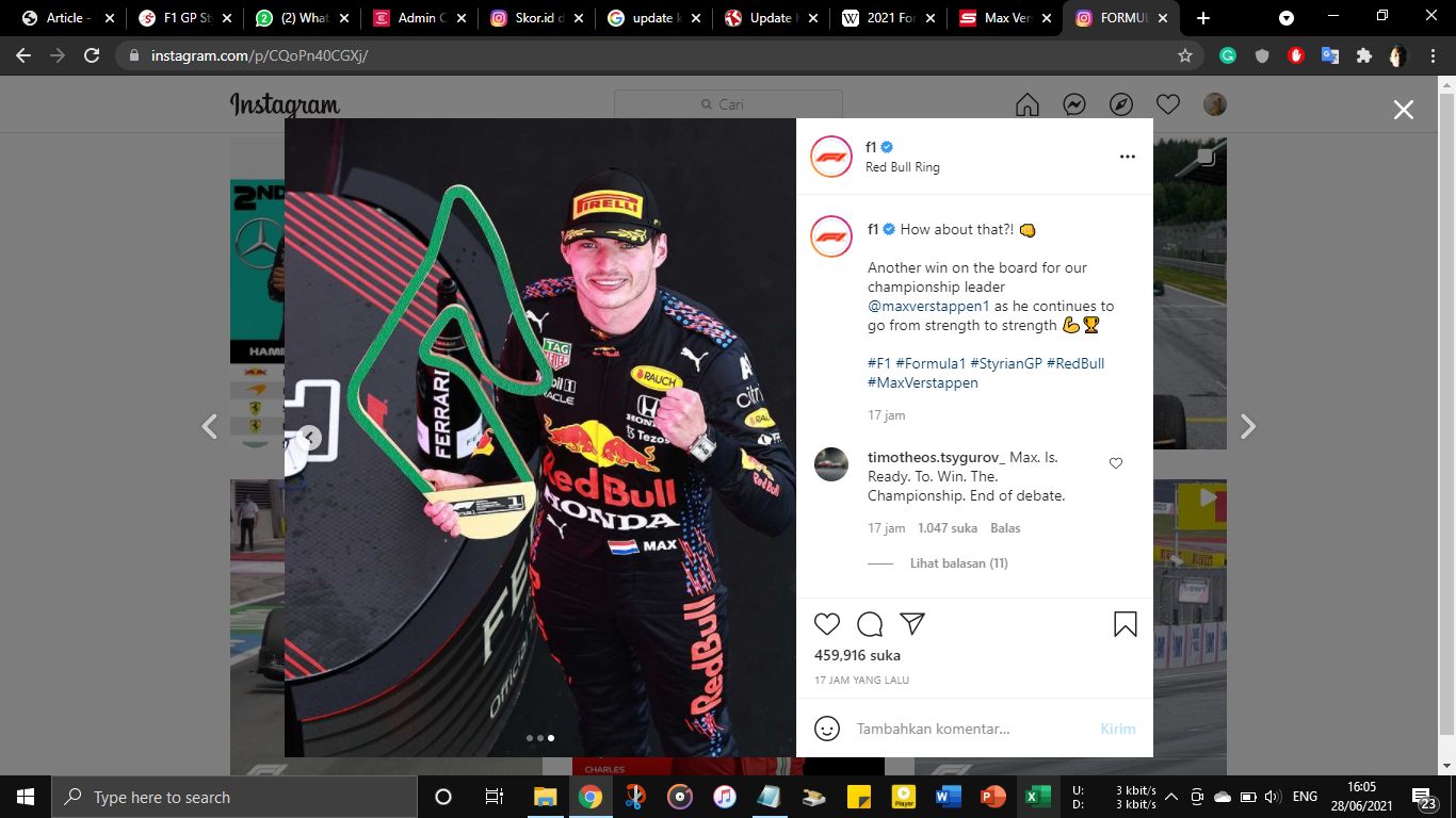 Jadwal F1 GP Austria 2021: Menanti Konsistensi Max Verstappen di Depan Publik Sendiri