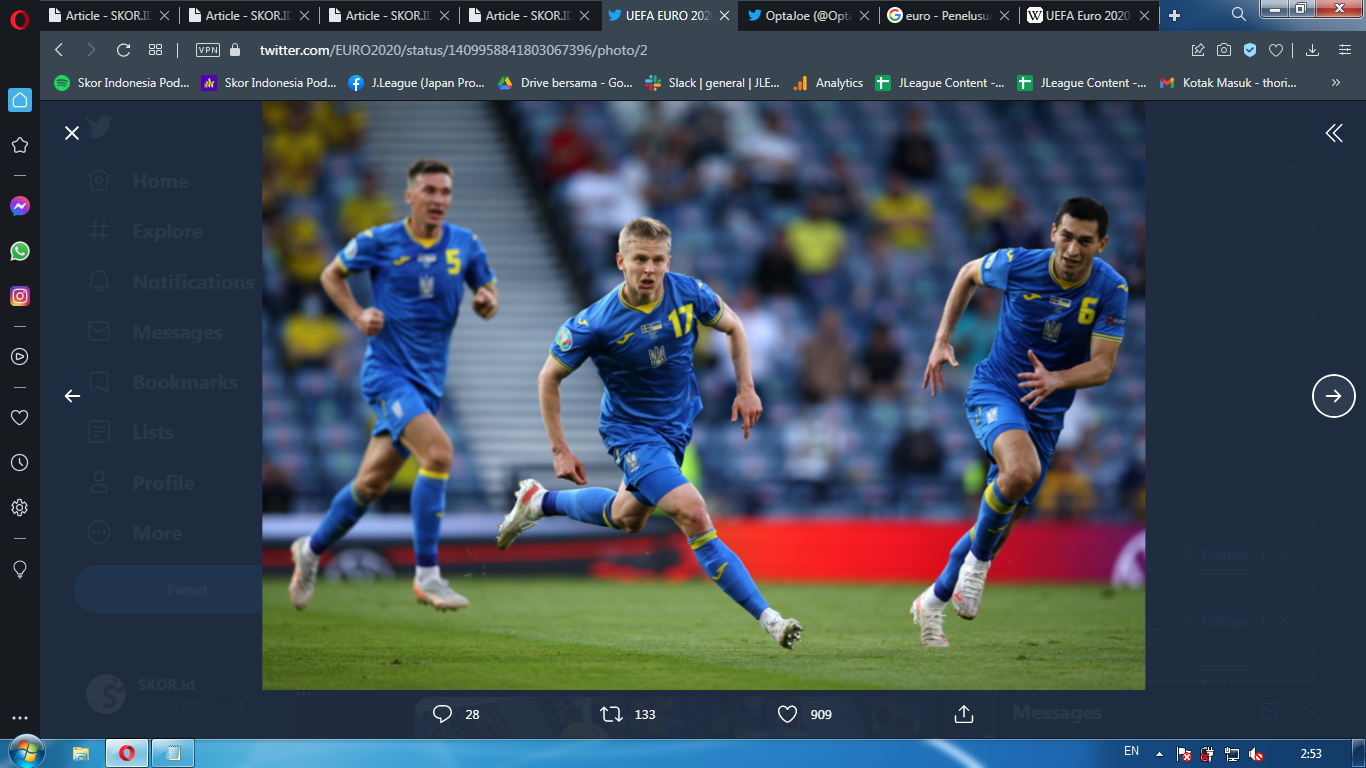 Hasil Swedia vs Ukraina di Piala Eropa 2020: Gol Menit 120+1 Bawa Ukraina Menang, Tantang Inggris di 8 Besar
