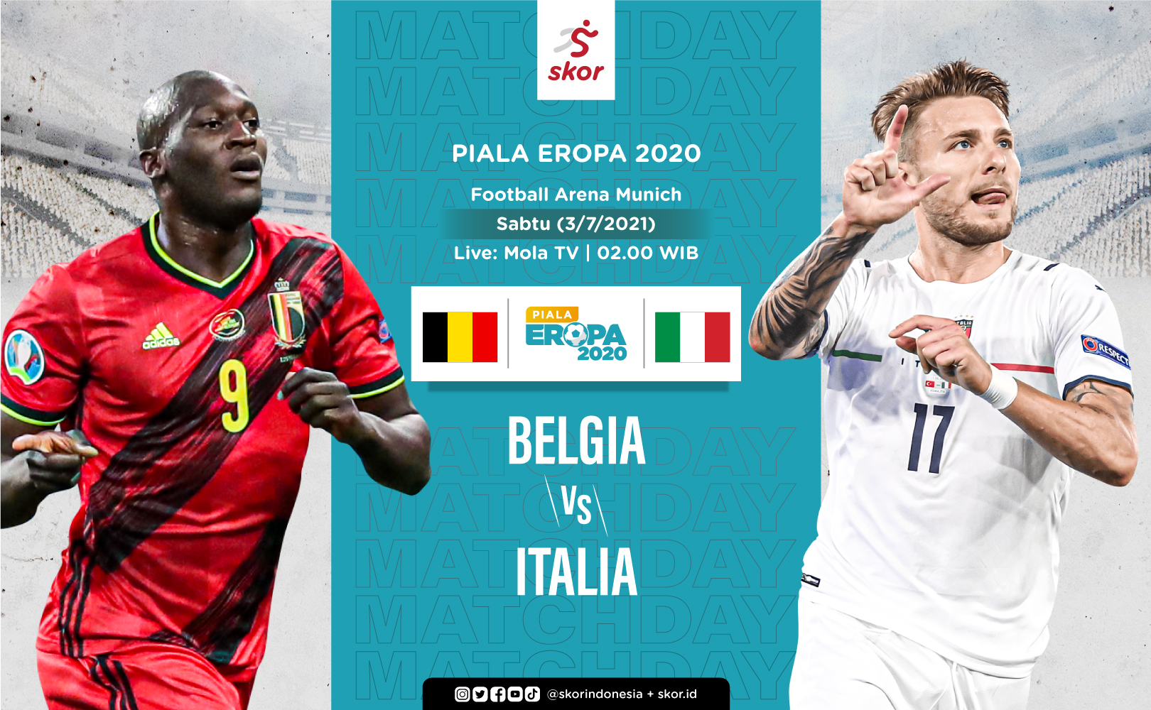Link Live Streaming Belgia vs Italia di Piala Eropa 2020