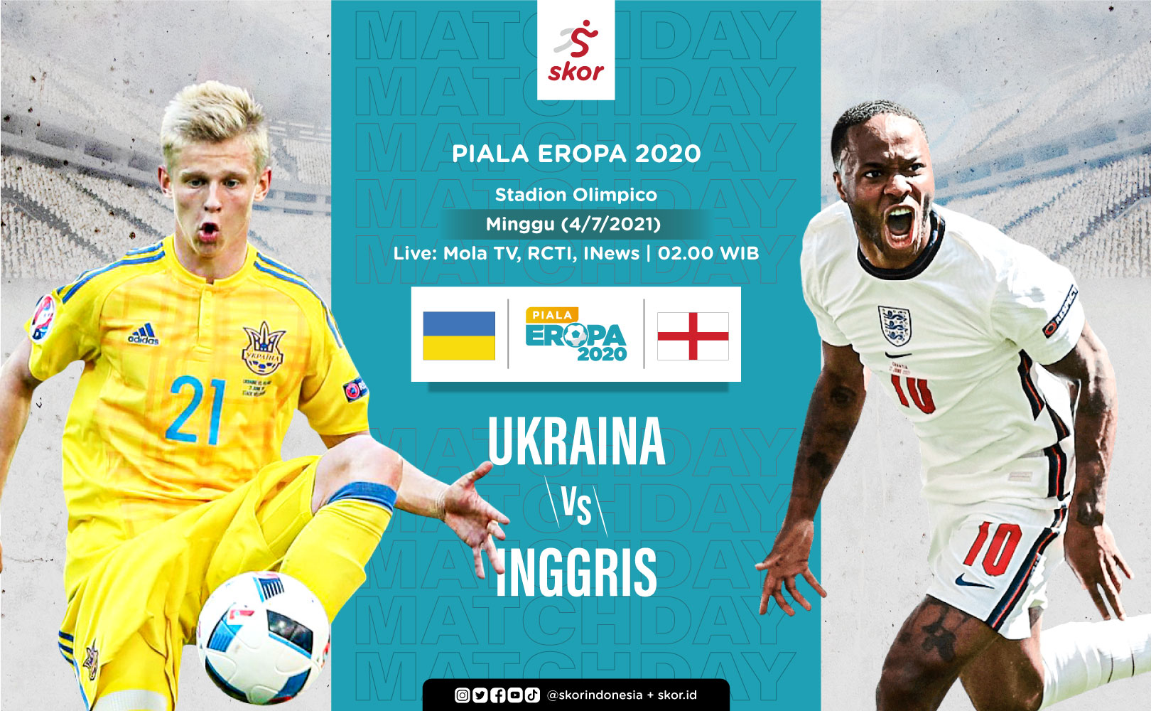 Prediksi Piala Eropa 2020 -Ukraina vs Inggris: Duel Sayap Raheem Sterling dan Oleksandr Zinchenko