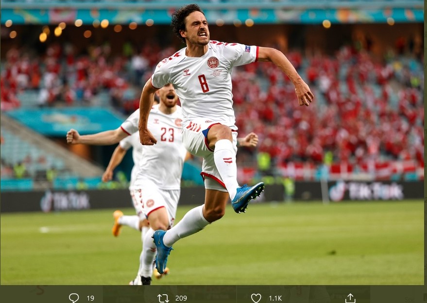 Euro 2020: Tekuk Ceko 1-2, Denmark Jatuh Bangun Menuju Semifinal
