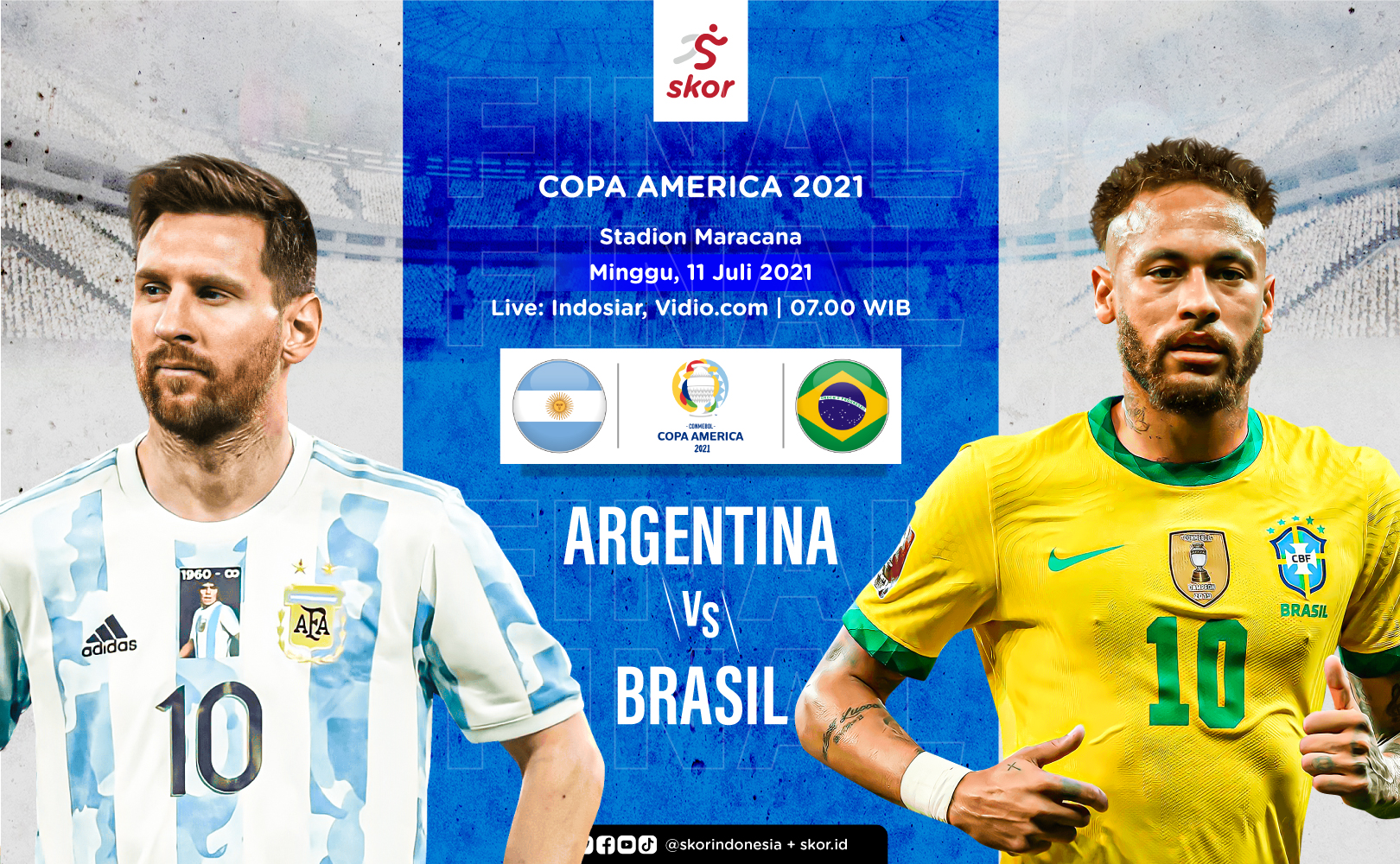 Link Live Streaming Argentina vs Brasil di Final Copa America 2021 